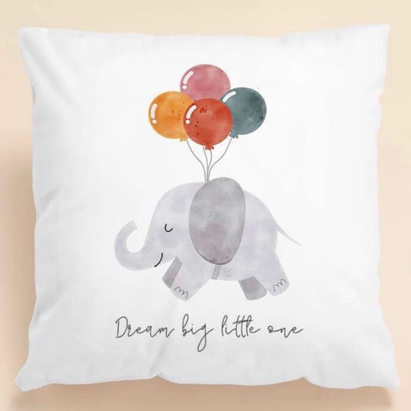 🆕 🌹2/$20🌹 Dream Big Elephant Cushion Cover Pillow Kids New! NWOT - Picture 1 of 5